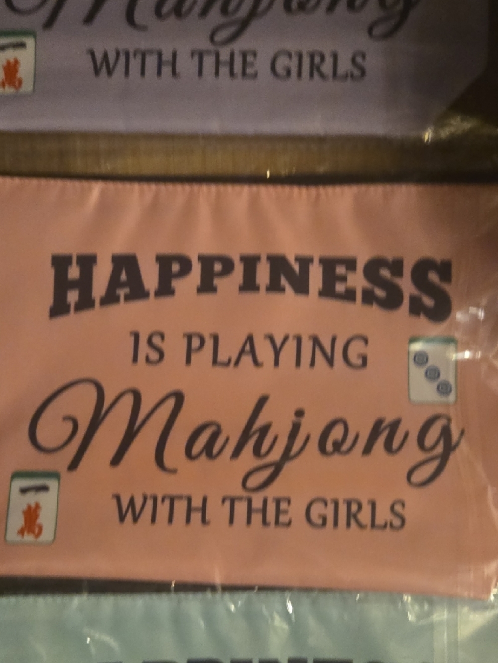 Happiness Is Playing Mahjong Cosmetic Pouch - Pink, Purple, Light Blue Set - Picture 3 of 4